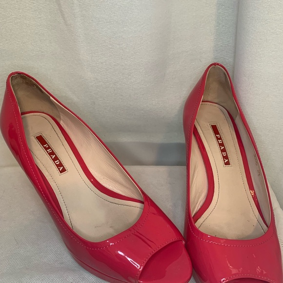 Prada Sport wedge pink patent leather size 37.5 - Picture 2 of 4